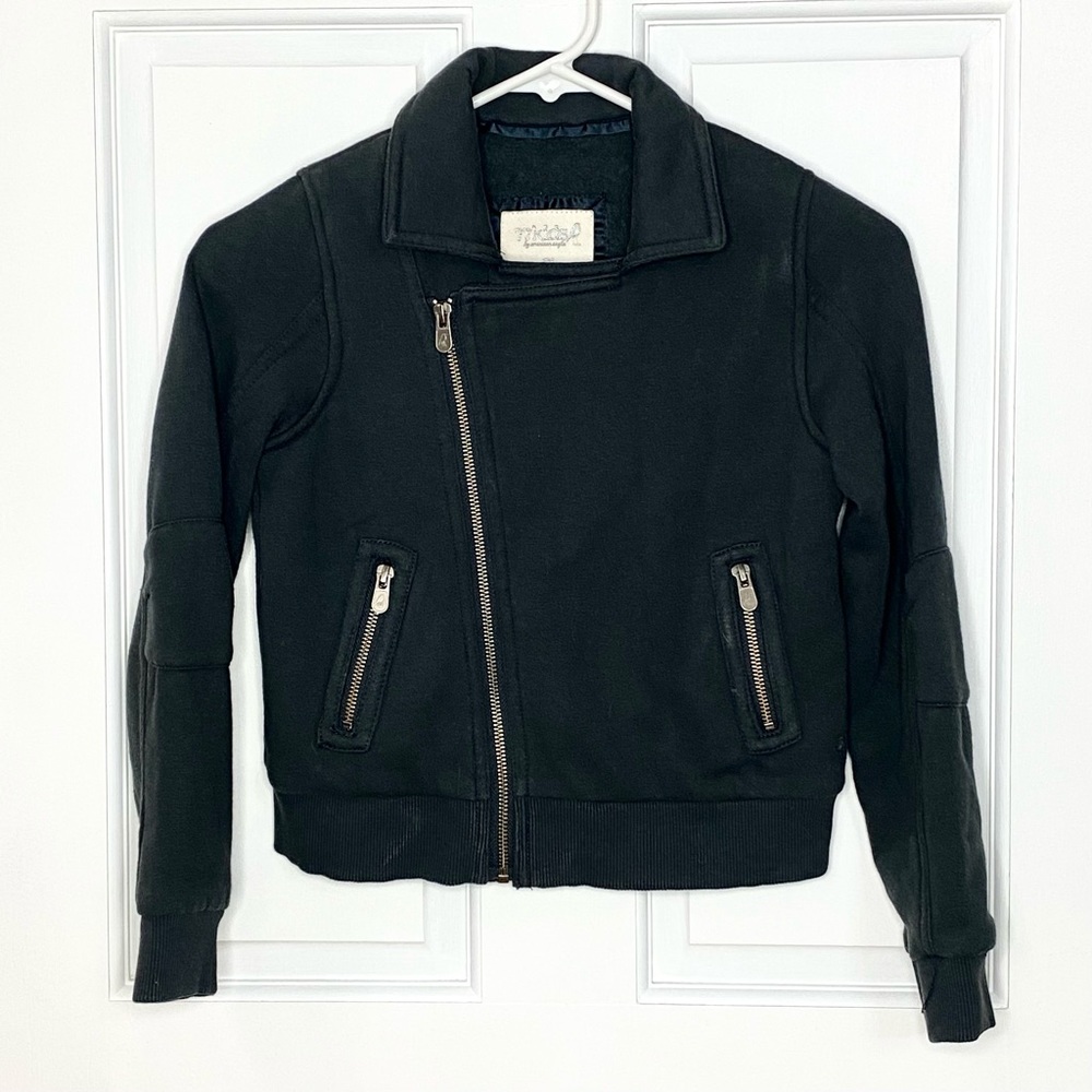 77Kids AE Grey/Blue Moto Jacket Hoodie  7/8 S BNWT
